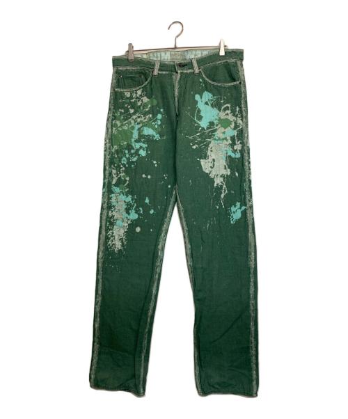 A-POC ABLE ISSEY MIYAKE（エイポック エイブル イッセイ ミヤケ）A-POC ABLE ISSEY MIYAKE (エイポック エイブル イッセイ ミヤケ) スプラッシュペイント柄パンツ グリーン サイズ:35の古着・服飾アイテム
