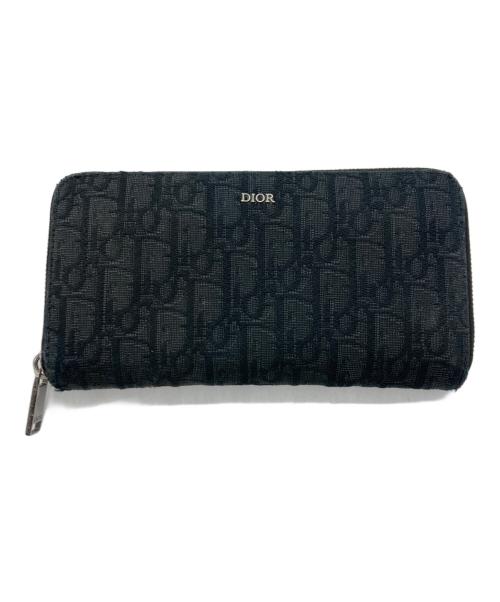 Dior（ディオール）Dior (ディオール) オブリーク トロッター ラウンドファスナー 長財布 ブラックの古着・服飾アイテム