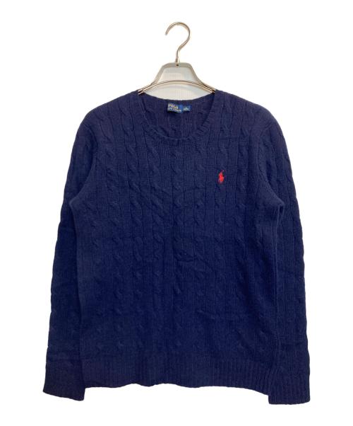 POLO RALPH LAUREN（ポロ・ラルフローレン）POLO RALPH LAUREN (ポロ・ラルフローレン) カシミヤブレンドワンポイントニット ネイビー サイズ:Mの古着・服飾アイテム