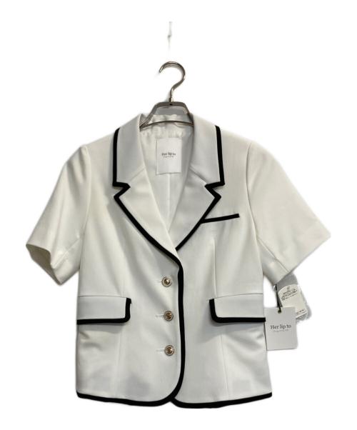 HER LIP TO（ハーリップトゥ）Her lip to (ハーリップトゥ) Bicolor Short Sleeve Blazer / バイカラーショートスリーブブレザー ホワイト サイズ:Ｍの古着・服飾アイテム