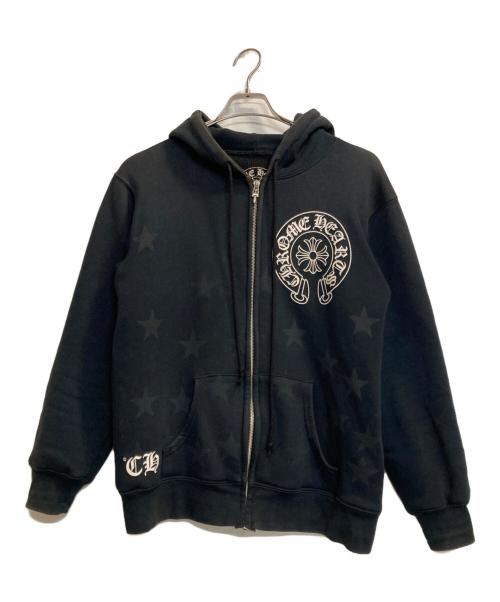 CHROME HEARTS（クロムハーツ）CHROME HEARTS (クロムハーツ) ホースシュースタープリントジップパーカー ブラック サイズ:Ｍの古着・服飾アイテム