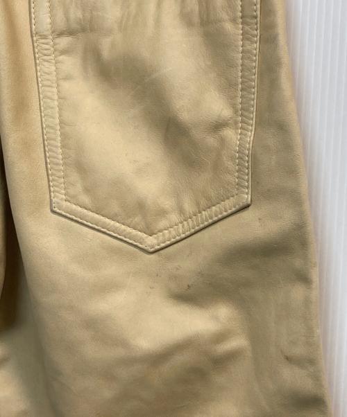 EDIFICE（エディフィス）EDIFICE (エディフィス) カウレザーパンツ ベージュ サイズ:44の古着・服飾アイテム