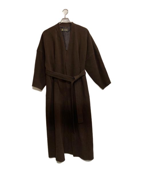 Curensology（カレンソロジー）Curensology (カレンソロジー) ノーカラーコート ブラウン サイズ:Ｆの古着・服飾アイテム