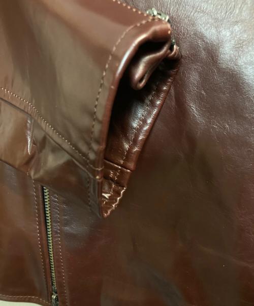 SCHAFFEN（シャッフェン）SCHAFFEN (シャッフェン) ホースレザーダブルライダースジャケット ブラウン サイズ:2の古着・服飾アイテム