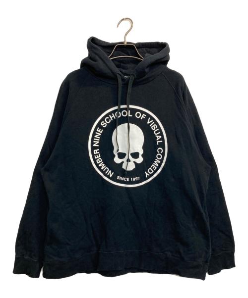 NUMBER (N)INE（ナンバーナイン）NUMBER (N)INE (ナンバーナイン) SCHOOL OF VISUAL COMEDY プリントプルオーバーパーカー ブラック サイズ:3の古着・服飾アイテム