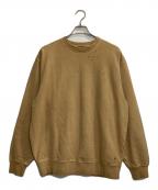 DIESELディーゼル）の古着「S-NEW-GINN-BRU / ワンポイント刺繍ダメージクルーネックスウェット」｜カーキ