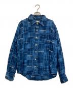 REMI RELIEFレミレリーフ）の古着「マルチチェックパターンパッチワークシャツ」｜ネイビー