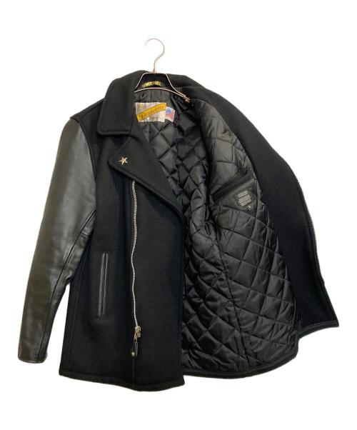 Schott（ショット）Schott (ショット) CRIMIE (クライミー) レザースリーブウールライダースジャケット ブラック サイズ:Lの古着・服飾アイテム