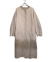 FRAY ID（フレイ アイディー）の古着「ウールカシミアバイカラーリバーコート」｜ベージュ
