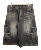 BLRビーエルアール）の古着「バギーハーフデニムパンツ」｜グレー