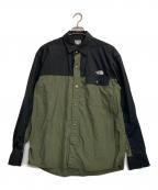 THE NORTH FACEザ ノース フェイス）の古着「L/S Nuptse Shirt/ロングスリーブヌプシシャツ」｜ブラック×グリーン