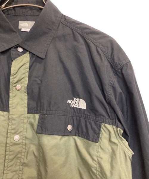 THE NORTH FACE（ザ ノース フェイス）THE NORTH FACE (ザ ノース フェイス) L/S Nuptse Shirt/ロングスリーブヌプシシャツ ブラック×グリーン サイズ:ＸＬの古着・服飾アイテム