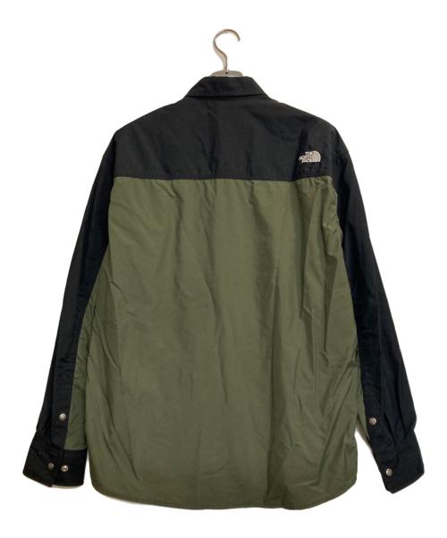 THE NORTH FACE（ザ ノース フェイス）THE NORTH FACE (ザ ノース フェイス) L/S Nuptse Shirt/ロングスリーブヌプシシャツ ブラック×グリーン サイズ:ＸＬの古着・服飾アイテム