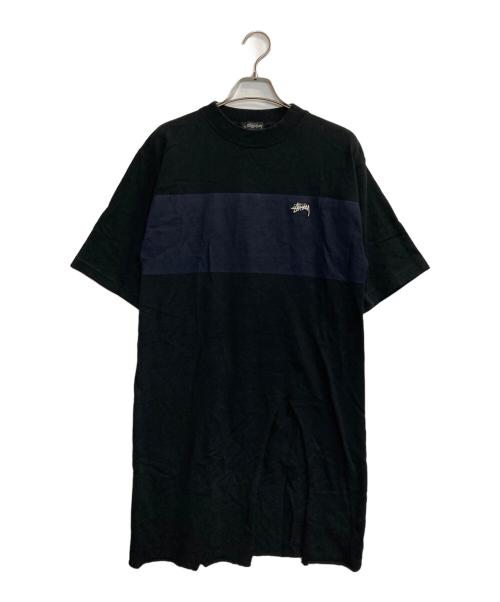 stussy（ステューシー）stussy (ステューシー) フロントスリットワンピース ブラック×ネイビー サイズ:SMALLの古着・服飾アイテム