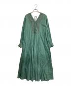 ne quittez pasヌキテパ）の古着「レース刺繍フレアワンピース」｜グリーン