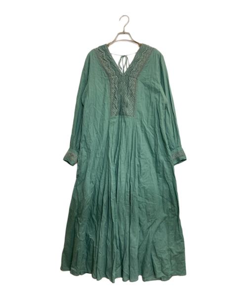 ne quittez pas（ヌキテパ）ne quittez pas (ヌキテパ) レース刺繍フレアワンピース グリーン サイズ:-の古着・服飾アイテム