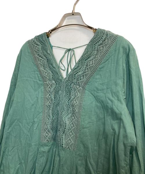 ne quittez pas（ヌキテパ）ne quittez pas (ヌキテパ) レース刺繍フレアワンピース グリーン サイズ:-の古着・服飾アイテム