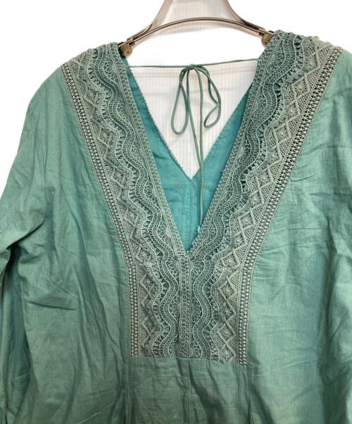 ne quittez pas（ヌキテパ）ne quittez pas (ヌキテパ) レース刺繍フレアワンピース グリーン サイズ:-の古着・服飾アイテム