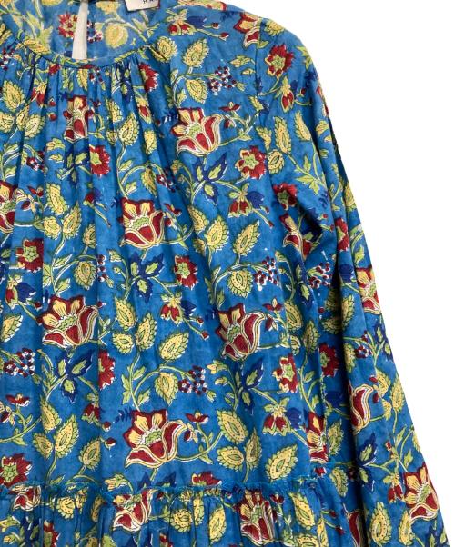 H.A.O（ハオ）H.A.O (ハオ) Block Print L/S Dress / 花柄ブラウスワンピース ブルー サイズ:ONE SIZEの古着・服飾アイテム