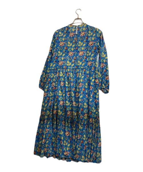 H.A.O（ハオ）H.A.O (ハオ) Block Print L/S Dress / 花柄ブラウスワンピース ブルー サイズ:ONE SIZEの古着・服飾アイテム