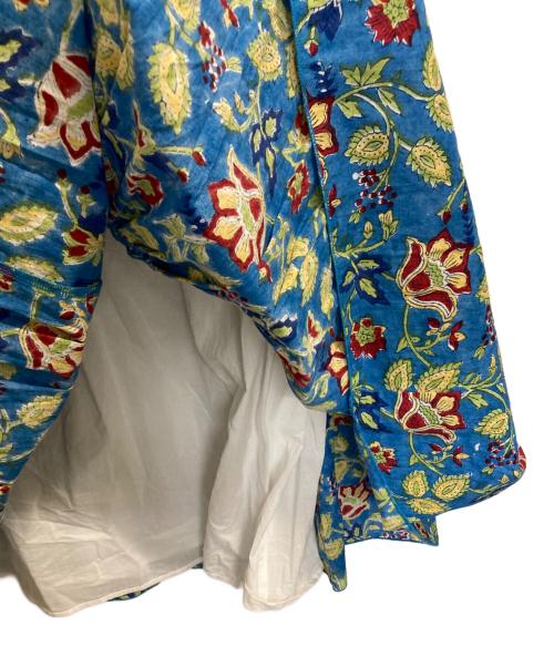 H.A.O（ハオ）H.A.O (ハオ) Block Print L/S Dress / 花柄ブラウスワンピース ブルー サイズ:ONE SIZEの古着・服飾アイテム