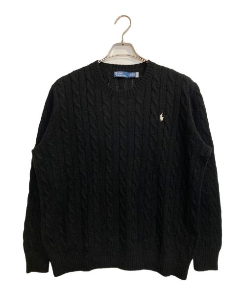 POLO RALPH LAUREN（ポロ・ラルフローレン）POLO RALPH LAUREN (ポロ・ラルフローレン) カシミヤブレンドケーブルニット ブラック サイズ:Lの古着・服飾アイテム