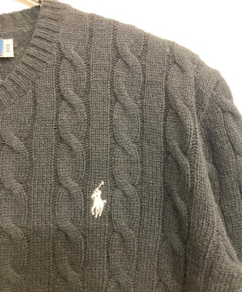 POLO RALPH LAUREN（ポロ・ラルフローレン）POLO RALPH LAUREN (ポロ・ラルフローレン) カシミヤブレンドケーブルニット ブラック サイズ:Lの古着・服飾アイテム