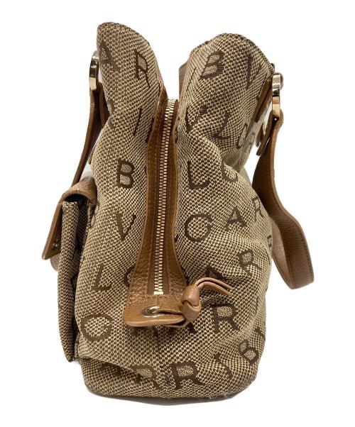 BVLGARI（ブルガリ）BVLGARI (ブルガリ) レザーコンビキャンバス2wayバッグ ベージュの古着・服飾アイテム