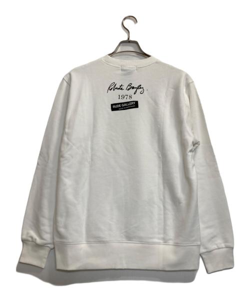 RUDE GALLERY（ルードギャラリー）RUDE GALLERY (ルードギャラリー) アーティストフォトプリントクルーネックスウェット ホワイト サイズ:Ｌの古着・服飾アイテム