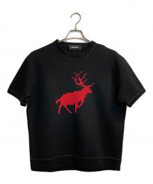 DSQUARED2（ディースクエアード）の古着「ウレタン鹿刺繍S/Sカットソー」｜ブラック