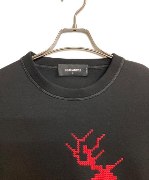 DSQUARED2（ディースクエアード）DSQUARED2 (ディースクエアード) ウレタン鹿刺繍S/Sカットソー ブラック サイズ:Sの古着・服飾アイテム
