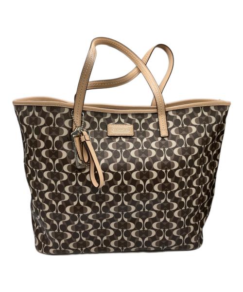 COACH（コーチ）COACH (コーチ) シグネチャートートバッグ ブラウン×アイボリーの古着・服飾アイテム