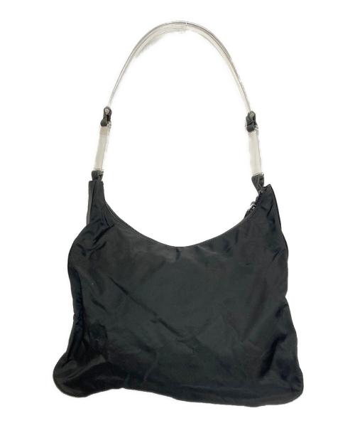 PRADA（プラダ）PRADA (プラダ) クリアハンドルナイロンハンドバッグ ブラックの古着・服飾アイテム