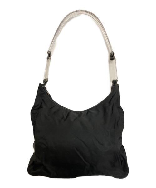 PRADA（プラダ）PRADA (プラダ) クリアハンドルナイロンハンドバッグ ブラックの古着・服飾アイテム