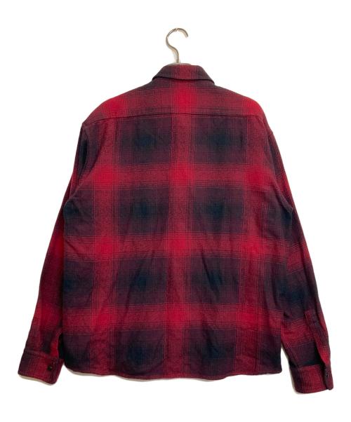 Schott（ショット）Schott (ショット) OMBRE CHECK CF LS SHIRT / オンブレチェック長袖シャツ ブラック×レッド サイズ:Mの古着・服飾アイテム