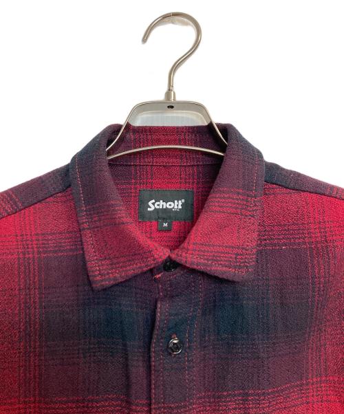 Schott（ショット）Schott (ショット) OMBRE CHECK CF LS SHIRT / オンブレチェック長袖シャツ ブラック×レッド サイズ:Mの古着・服飾アイテム