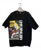 Hysteric Glamourヒステリックグラマー）の古着「CULT ROCK 切替S/Sケーブルニット」｜ブラック