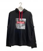 ARMANI EXCHANGEアルマーニ エクスチェンジ）の古着「フォト＆メッセージデザイン スウェットパーカ」｜ブラック