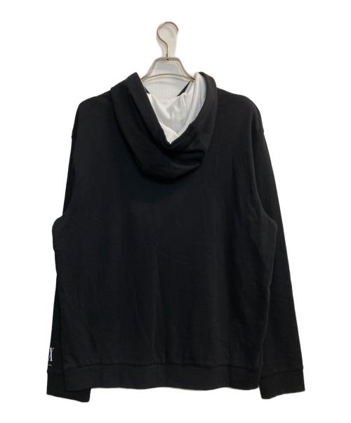 ARMANI EXCHANGE（アルマーニ エクスチェンジ）ARMANI EXCHANGE (アルマーニ エクスチェンジ) フォト＆メッセージデザイン スウェットパーカ ブラック サイズ:Lの古着・服飾アイテム