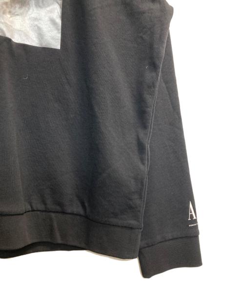 ARMANI EXCHANGE（アルマーニ エクスチェンジ）ARMANI EXCHANGE (アルマーニ エクスチェンジ) フォト＆メッセージデザイン スウェットパーカ ブラック サイズ:Lの古着・服飾アイテム