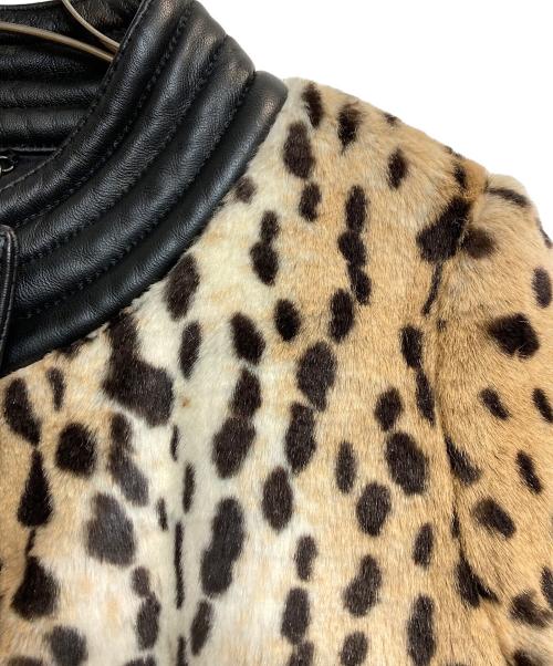 SEE BY CHLOE（シーバイクロエ）SEE BY CHLOE (シーバイクロエ) レオパード柄エコファージャケット ブラック×ベージュ サイズ:44の古着・服飾アイテム