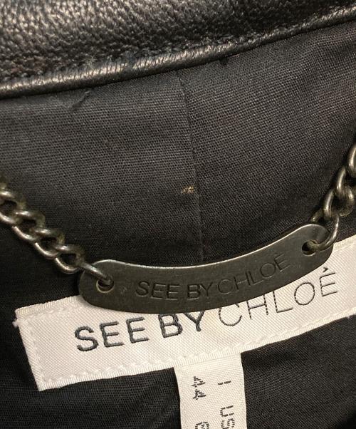 SEE BY CHLOE（シーバイクロエ）SEE BY CHLOE (シーバイクロエ) レオパード柄エコファージャケット ブラック×ベージュ サイズ:44の古着・服飾アイテム