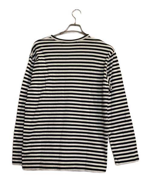 PLAY COMME des GARCONS（プレイコムデギャルソン）PLAY COMME des GARCONS (プレイコムデギャルソン) ハートワッペンボーダーカットソー ブラック×ホワイト サイズ:ＬＬの古着・服飾アイテム