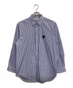 PLAY COMME des GARCONSプレイコムデギャルソン）の古着「ハートワッペンストライプシャツ」｜ブルー×ホワイト