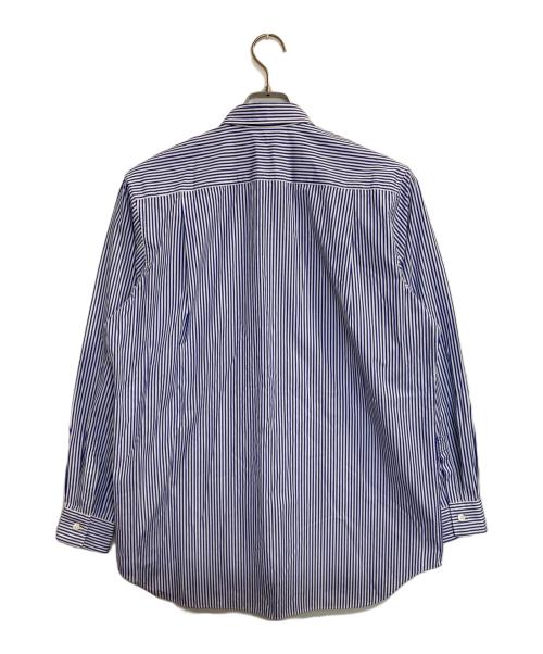 PLAY COMME des GARCONS（プレイコムデギャルソン）PLAY COMME des GARCONS (プレイコムデギャルソン) ハートワッペンストライプシャツ ブルー×ホワイト サイズ:Ｌの古着・服飾アイテム