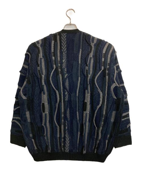 LOOK（ルック）LOOK (ルック) 3Dカーディガン ブラック×ネイビー サイズ:記載なし(実寸サイズ参考)の古着・服飾アイテム