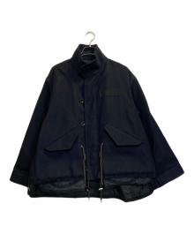 sacai（サカイ）の古着「WOOL MELTON BLOUSON / ウールレイヤードメルトンブルゾン」｜ネイビー