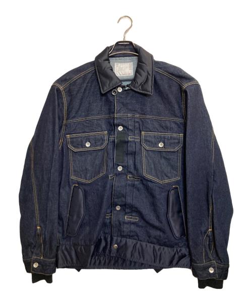 sacai（サカイ）sacai (サカイ) DENIM X NYLON TWILL BLOUSON / ナイロンドッキングデニムジャケット インディゴ サイズ:3の古着・服飾アイテム