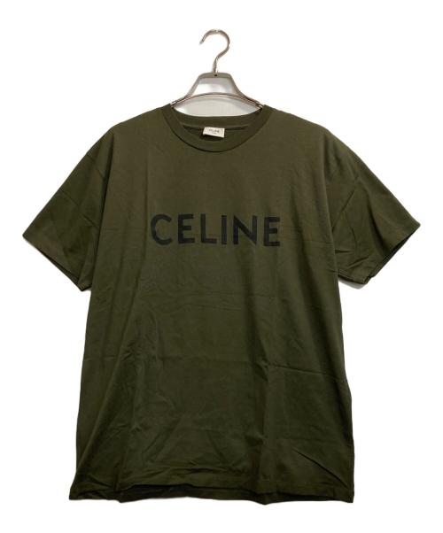 CELINE（セリーヌ）CELINE (セリーヌ) ロゴプリントTシャツ グリーン サイズ:Ｌの古着・服飾アイテム