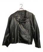 HAREハレ）の古着「エコレザーダブルライダースジャケット」｜ブラック